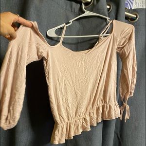 American Eagle off the shoulder blouse blush pink